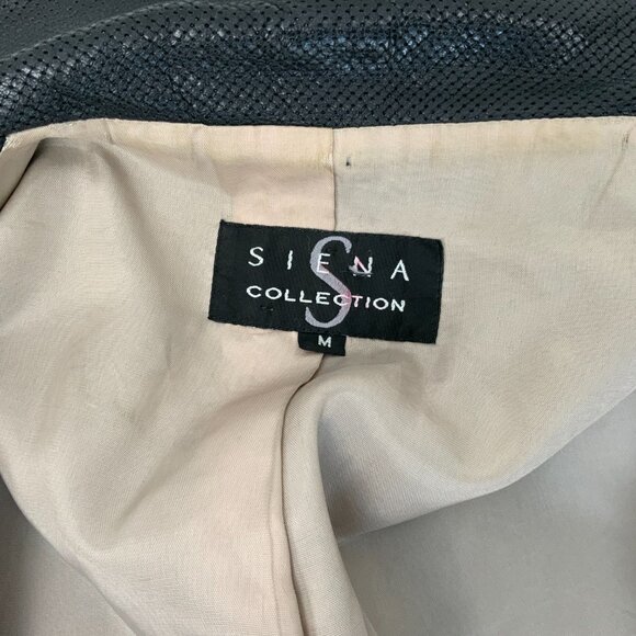 Vintage 90s Siena Collection Black Perforated Leather Jacket Sz M - Picture 3 of 16